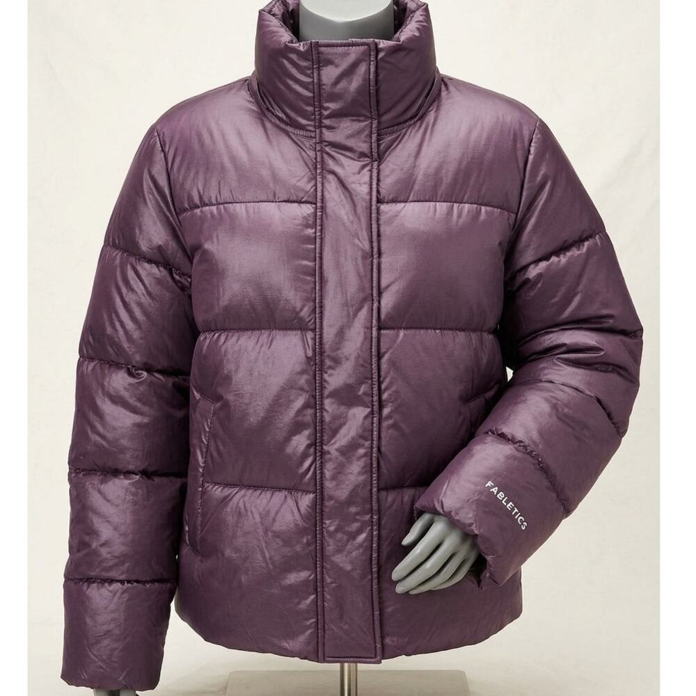 NWOT Fabletics Essential Shine Puffer Jacket Purple Deep Plum Size S